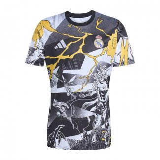 Camiseta Pre Partido del Real Madrid 2025-2026 Negro Blanco