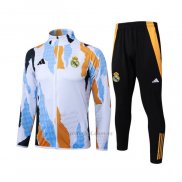 Chandal de Chaqueta del Real Madrid Nino 2024-2025 Blanco y Amarillo