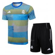 Chandal del Real Madrid Manga Corta 2025-2026 Azul Verde - Pantalon Corto