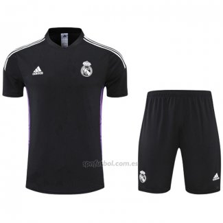 Chandal del Real Madrid Manga Corta 2022-2023 Negro y Purpura - Pantalon Corto