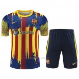 Chandal del Barcelona Manga Corta 2023-2024 Amarillo y Azul - Pantalon Corto