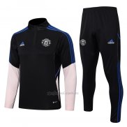 Chandal de Sudadera del Manchester United 2022-2023 Negro y Rosa