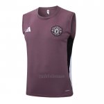 Camiseta de Entrenamiento Manchester United Sin Mangas 2025-2026 Rojo Purpura