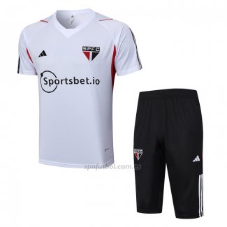 Chandal del Sao Paulo Manga Corta 2023-2024 Blanco - Pantalon Corto