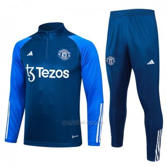 Chandal de Sudadera del Manchester United Nino 2023-2024 Azul