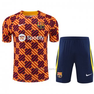 Chandal del Barcelona Manga Corta 2023-2024 Amarillo - Pantalon Corto