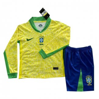 Camiseta Brasil Primera Manga Larga Nino 2024