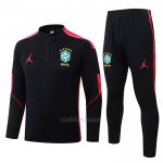 Chandal de Sudadera del Brasil Nino 2026-2027 Negro Rojo