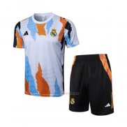 Chandal del Real Madrid Manga Corta 2024-2025 Blanco y Amarillo - Pantalon Corto