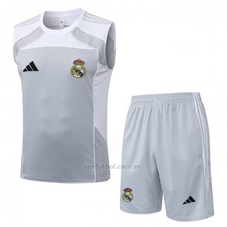 Chandal del Real Madrid Sin Mangas 2025-2026 Gris Blanco