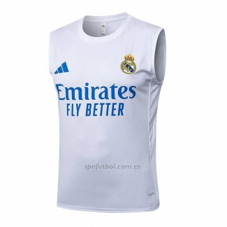 Camiseta de Entrenamiento Real Madrid Sin Mangas 2025-2026 Blanco Azul
