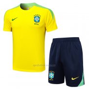 Chandal del Brasil Manga Corta 2024-2025 Amarillo - Pantalon Corto