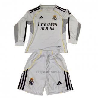 Camiseta Real Madrid Primera Manga Larga Nino 2025-2026