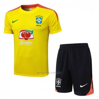 Chandal del Brasil Manga Corta 2025-2026 Amarillo - Pantalon Corto