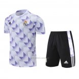 Chandal del Real Madrid Manga Corta 2022-2023 Blanco y Purpura - Pantalon Corto